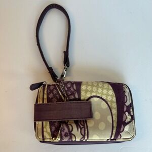Vera Bradley Wild Roses Lavender Wristlet Wallet Clutch ID Window‎ Zip Purse